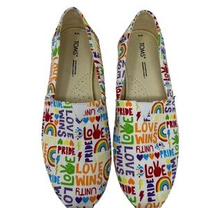 Toms Belmont Women's Pride LQBTQ Love Wins Slip On Shoes White Multi Unity
